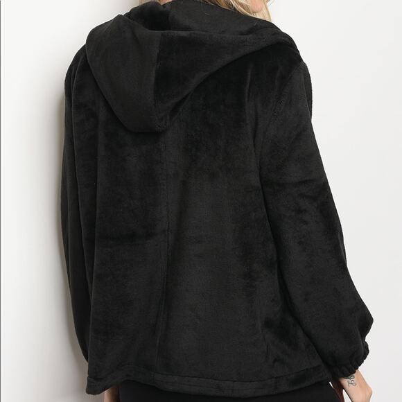 Hooded Fleece Jacket Black - Picture 3 of 5